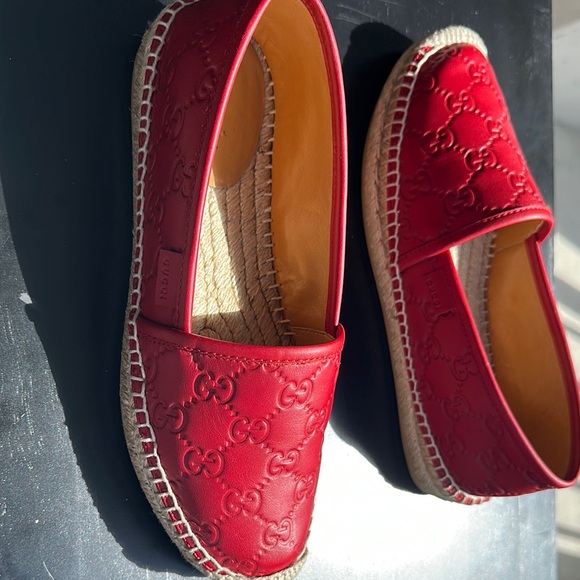 Gucci Red Leather Espadrilles - Picture 8 of 14